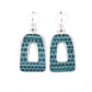 TEAL GRASSCLOTH OPEN ARCH EARRINGS - SMALL - SILVER