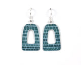 TEAL GRASSCLOTH OPEN ARCH EARRINGS - SMALL - SILVER