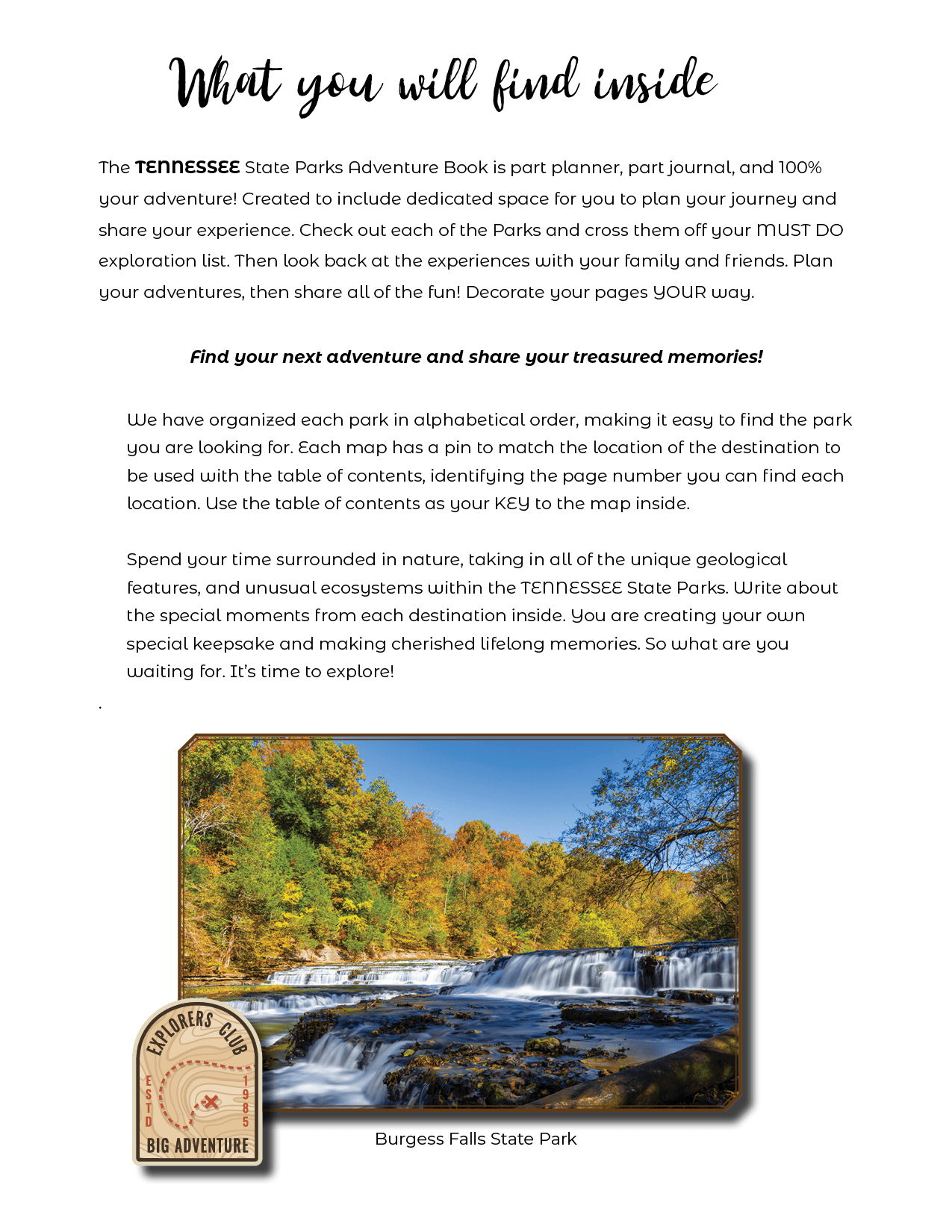 TENNESSEE STATE PARKS - ADVENTURE PLANNING JOURNAL