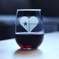 TEXAS FLAG HEART – CUTE FUNNY STEMLESS WINE GLASS, LARGE 17 OUNCES, ETCHED SAYINGS, GIFT BOX