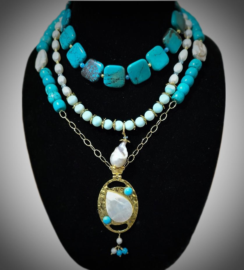 THE DEEP BLUE SEA |TURQUOISE AND FRESHWATER PEARL NECKLACE