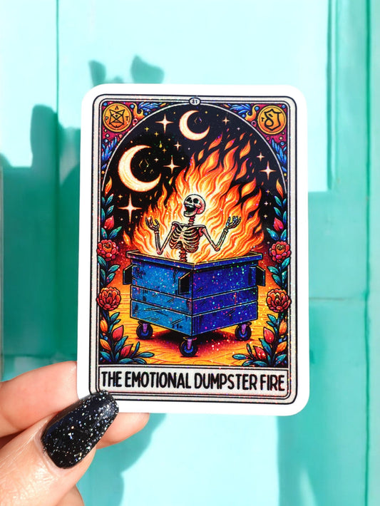 THE EMOTIONAL DUMPSTER FIRE TAROT CARD STICKER