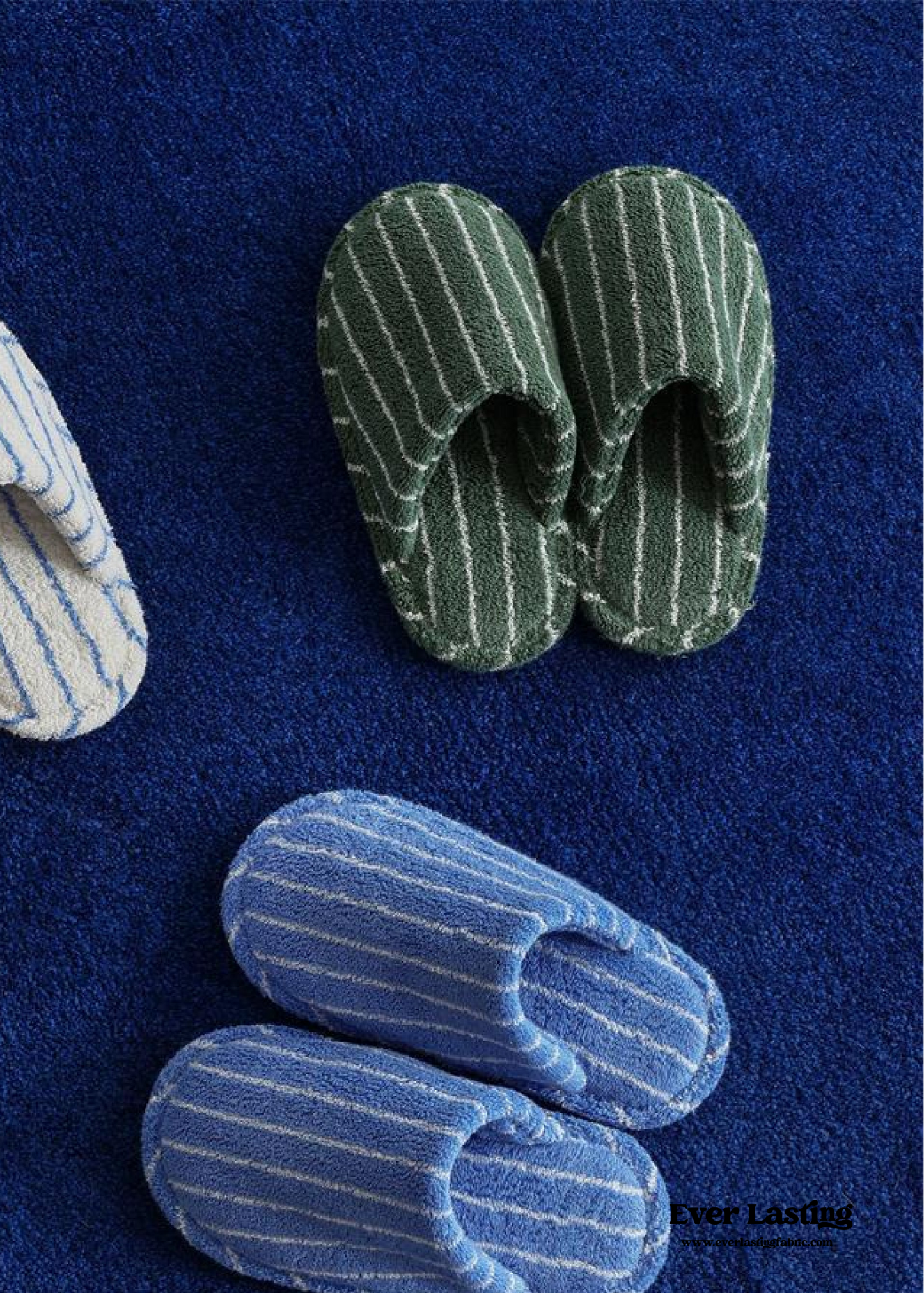 THIN STRIPED HOUSE SLIPPERS / WHITE