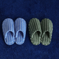 THIN STRIPED HOUSE SLIPPERS / WHITE