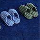 THIN STRIPED HOUSE SLIPPERS / WHITE