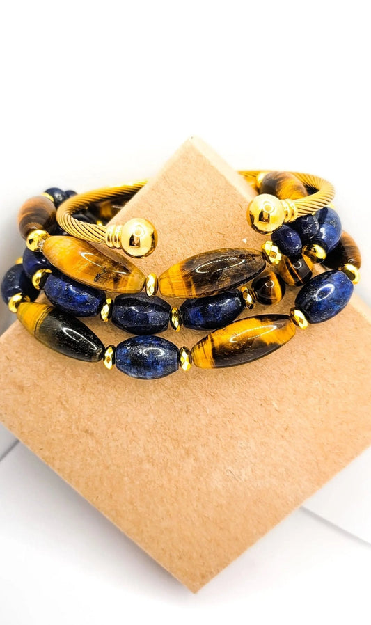 TIGER EYE AND LAPIS LAZULI BRACELET SET