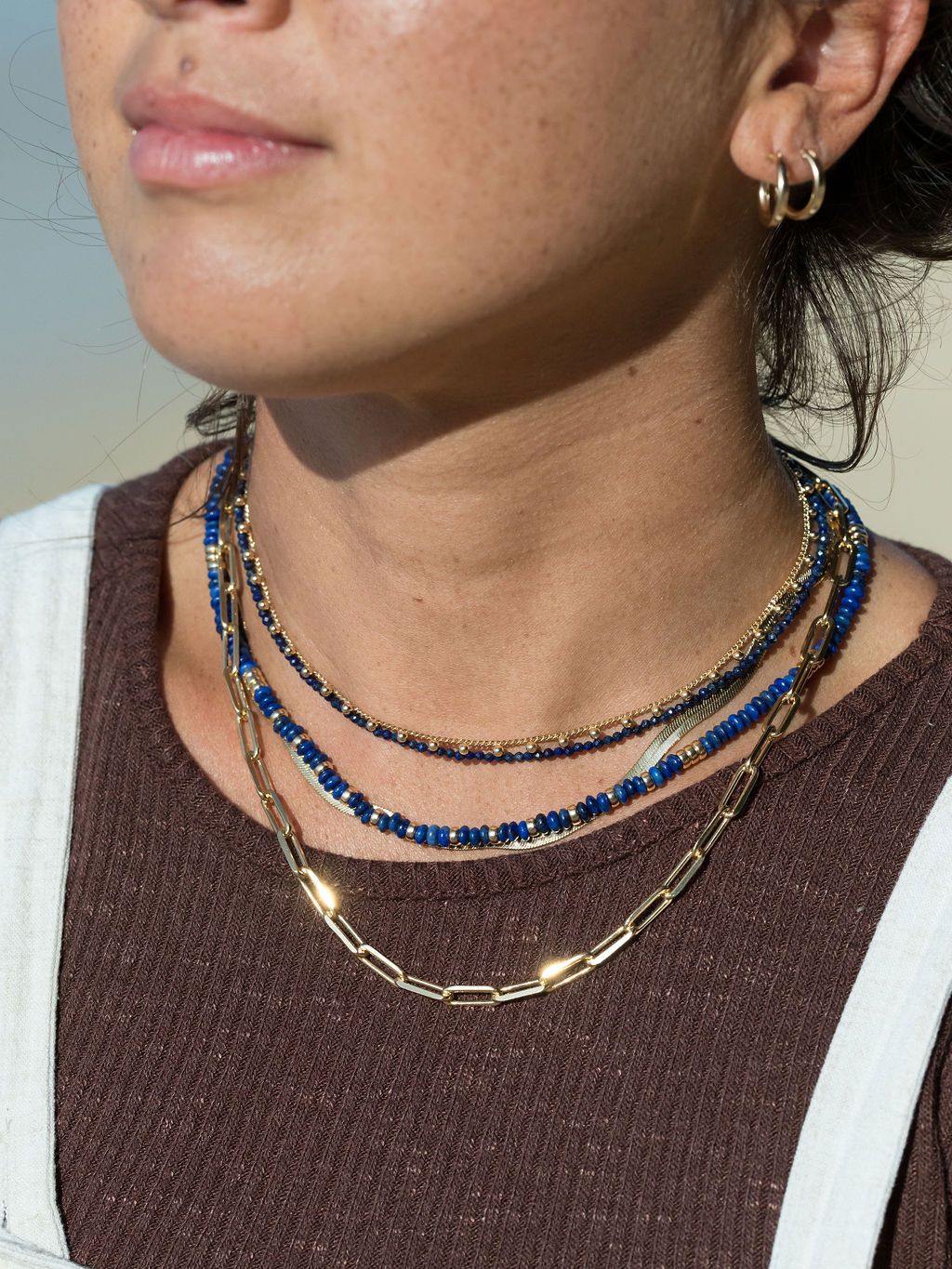 TINY LAPIS LAZULI CHOKER NECKLACE - KALILINOE