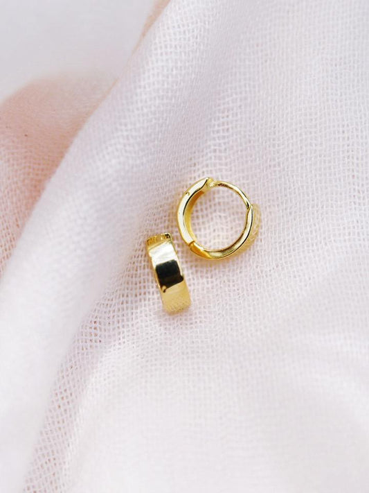 TINY THICK SQUARED VERMEIL HUGGIE HOOP EARRINGS - HANAALOHA