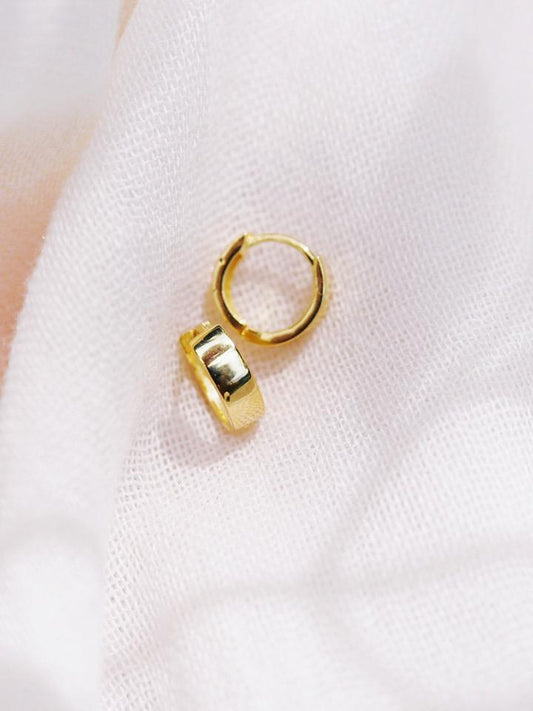 TINY THICK SQUARED VERMEIL HUGGIE HOOP EARRINGS - HANAALOHA