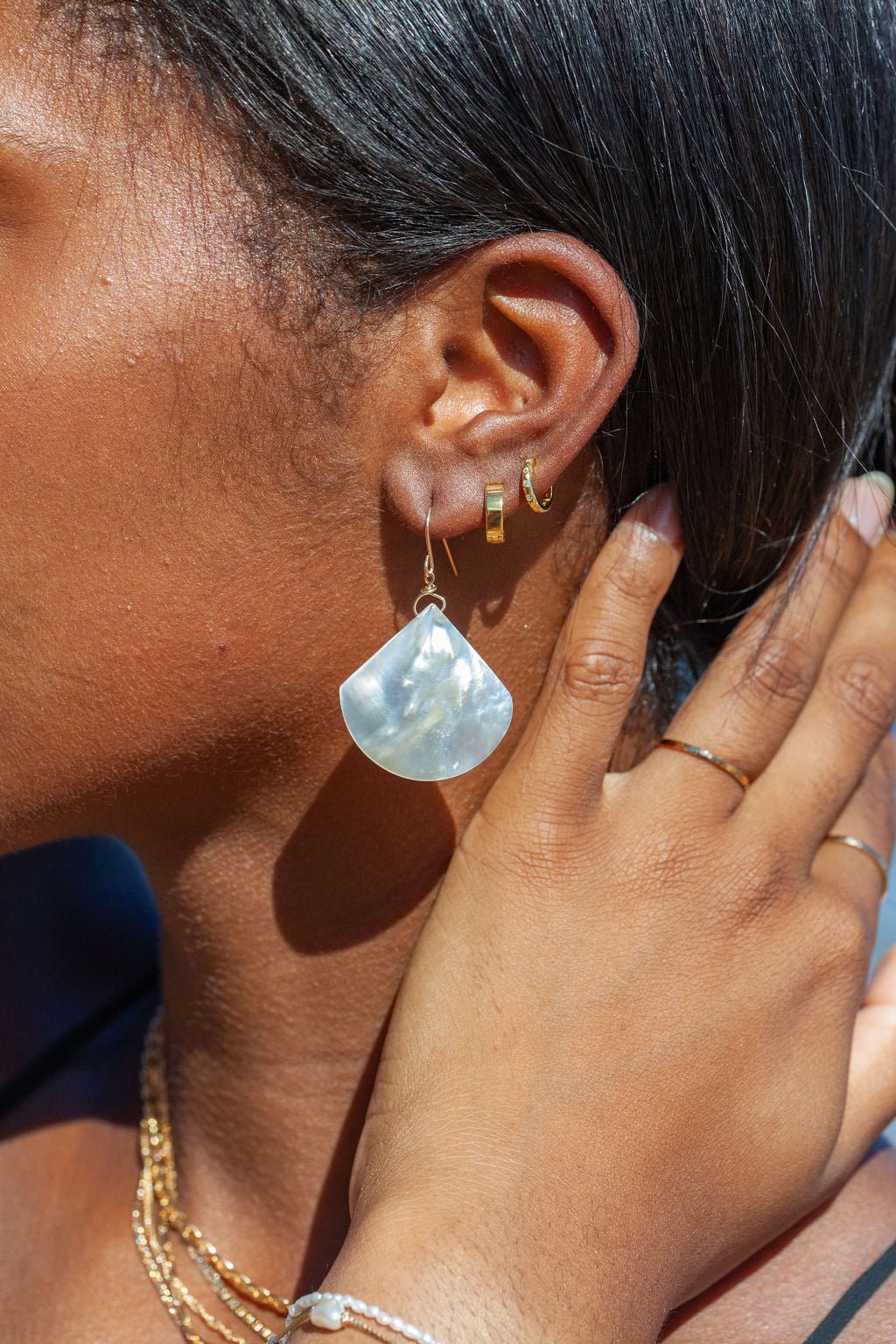 TINY THICK SQUARED VERMEIL HUGGIE HOOP EARRINGS - HANAALOHA