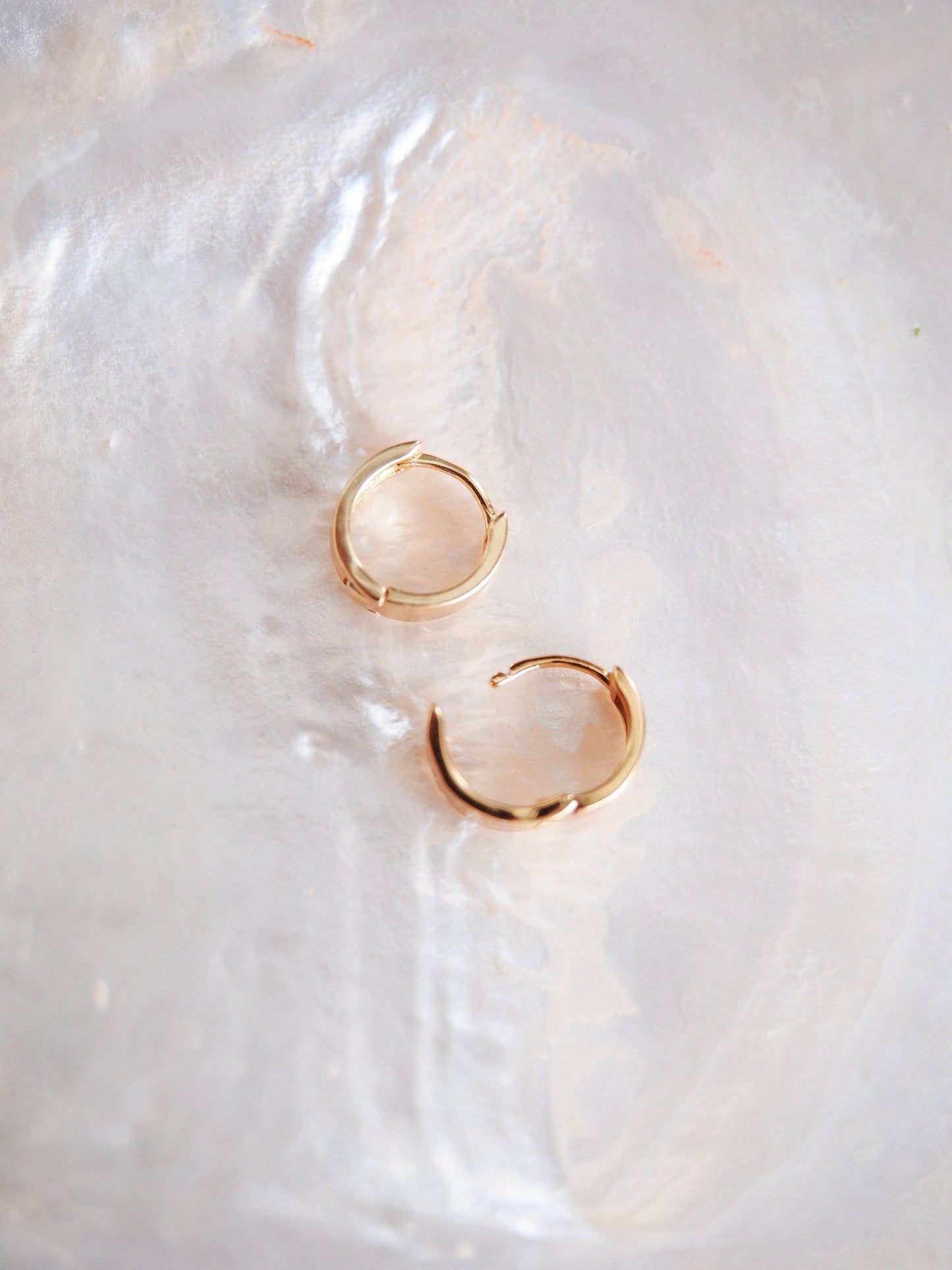 TINY THICK SQUARED VERMEIL HUGGIE HOOP EARRINGS - HANAALOHA