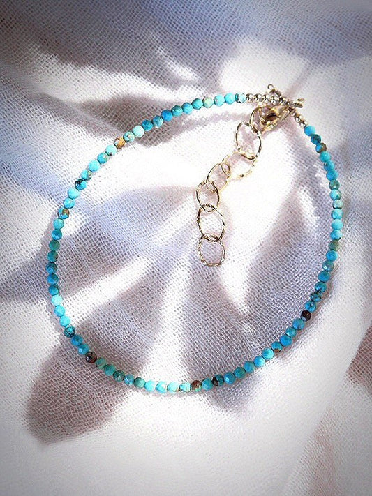 TINY TURQUOISE BEAD ANKLET - KALILINOE