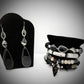 TOURMALINATED QUARTZ AND BLACK AGATE BRACELET