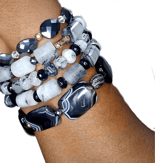 TOURMALINE QUARTZ AND BLACK ONYX BRACELET