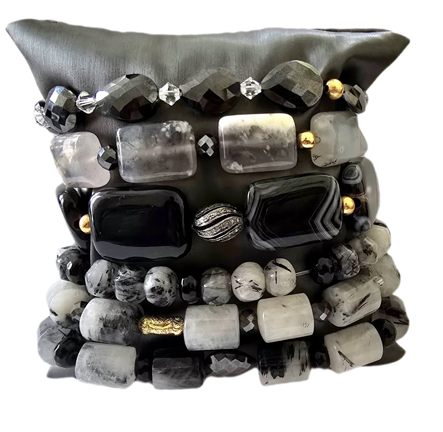 TOURMALINE QUARTZ AND BLACK ONYX BRACELET