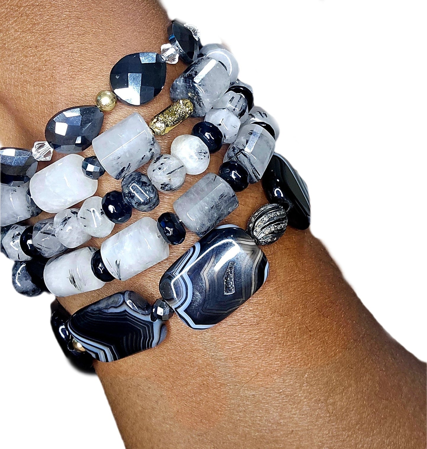 TOURMALINE QUARTZ AND BLACK ONYX BRACELET