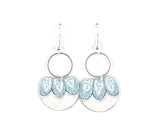 SWEET BLUE AND SILVER EARRINGS WITH FLORAL LEAF PRINT