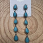 Western 5 Teardrop Shape Faux Turquoise Dangle Earrings - 3 1/2 inch drop