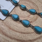 Western 5 Teardrop Shape Faux Turquoise Dangle Earrings - 3 1/2 inch drop