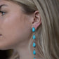 Western 5 Teardrop Shape Faux Turquoise Dangle Earrings - 3 1/2 inch drop