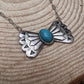 Western Bowtie and Faux Turquoise Necklace - 18 inch + 3