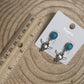 Western Bull Skull Dangle Earrings with Faux Turquoise - 1 1/2 inch drop
