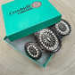 Western Concho and White Stone Faux Wide Statement Stretch Bracelet