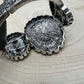 Western Concho and White Stone Faux Wide Statement Stretch Bracelet