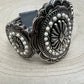 Western Concho and White Stone Faux Wide Statement Stretch Bracelet