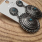 Western Concho Dangle Earrings with Faux Turquoise