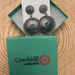 Western Concho Dangle Earrings with Faux Turquoise