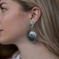 Western Concho Dangle Earrings with Faux Turquoise