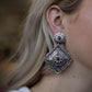 Western Concho Dangle Earrings with multi color stones - 2 1/2 inch drop