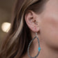 Western Cross with Faux Turquoise Metal Pearl Teardrop Earrings - 2 1/2 inch drop