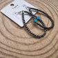 Western Cross with Faux Turquoise Metal Pearl Teardrop Earrings - 2 1/2 inch drop