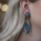 Western Double Concho Earrings with Faux Turquoise