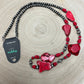 Western Faux Pearl Statement Necklace with Red Stone - 32 inch