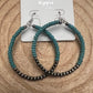 Western Faux Pearls and Faux Turquoise Hoop Earrings - 2 1/2 inch drop