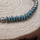 Western Faux Stamped Sterling Pearls, Saucers and Turquoise - 24 inch + 3