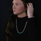 Western Faux Stamped Sterling Pearls, Saucers and Turquoise - 24 inch + 3