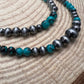 Western Faux Sterling Pearl and Faux Turquoise Necklace - 18 and 22 inch set