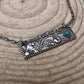 Western Faux Tooled Bar Necklace with Faux Turquoise - 18 inch + 3