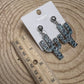 Western Glitter Enamel Cactus Earrings - 2 1/2 inch drop