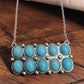Western Rectangle Faux Turquoise Pendant Necklace - 18 inch