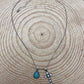 Western Rhinestone Cross and Faux Turquoise Dangle Necklace - 18 inch + 3
