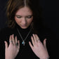 Western Rhinestone Cross and Faux Turquoise Dangle Necklace - 18 inch + 3