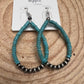 Western Teardrop Earrings with Faux Turquoise - 2 1/2 inch drop