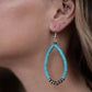 Western Teardrop Earrings with Faux Turquoise - 2 1/2 inch drop