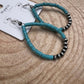 Western Teardrop Earrings with Faux Turquoise - 2 1/2 inch drop