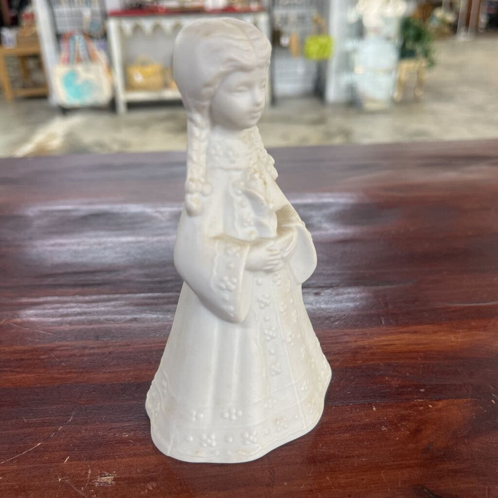 WHITE CREAM BISQUE "BRAIDED HAIR GIRL" BELL-Thriftique Marketplace